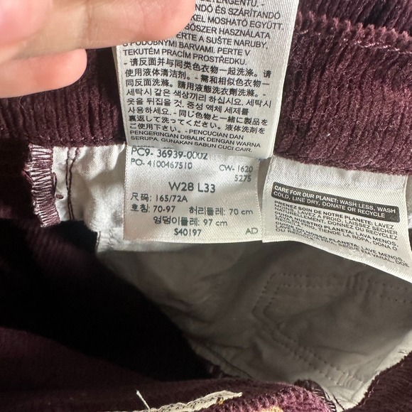 Levi's Ribcage Pant Women 28x33 Red Cotton Corduroy Chino Bootcut Preppy Stretch - Picture 6 of 12